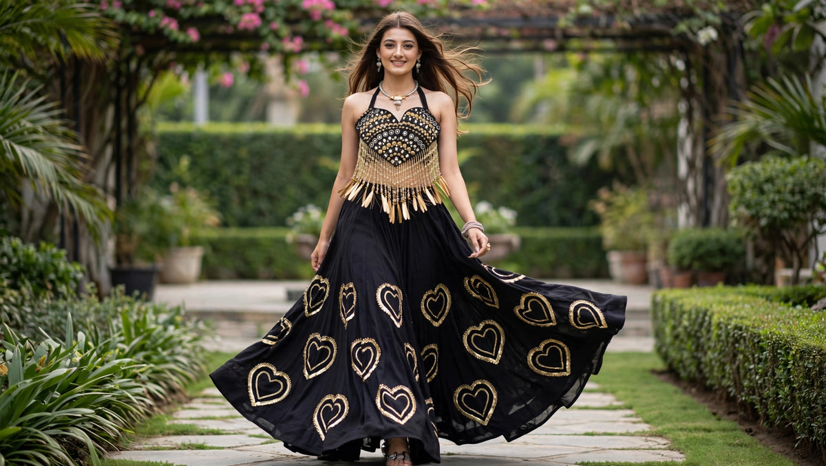Midnight Radiance Mirror-Work Lehenga Set