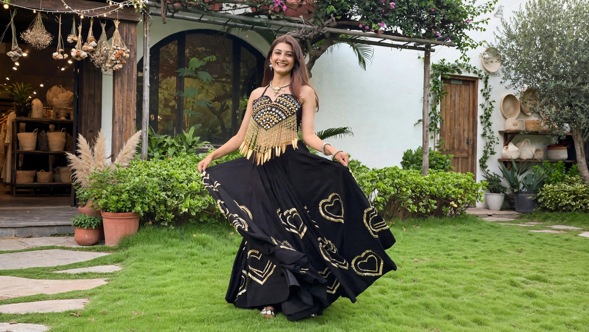 Midnight Radiance Mirror-Work Lehenga Set