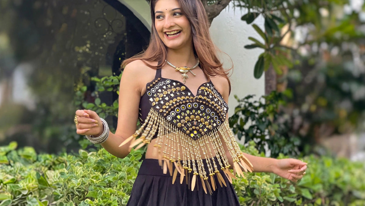 Midnight Radiance Mirror-Work Lehenga Set