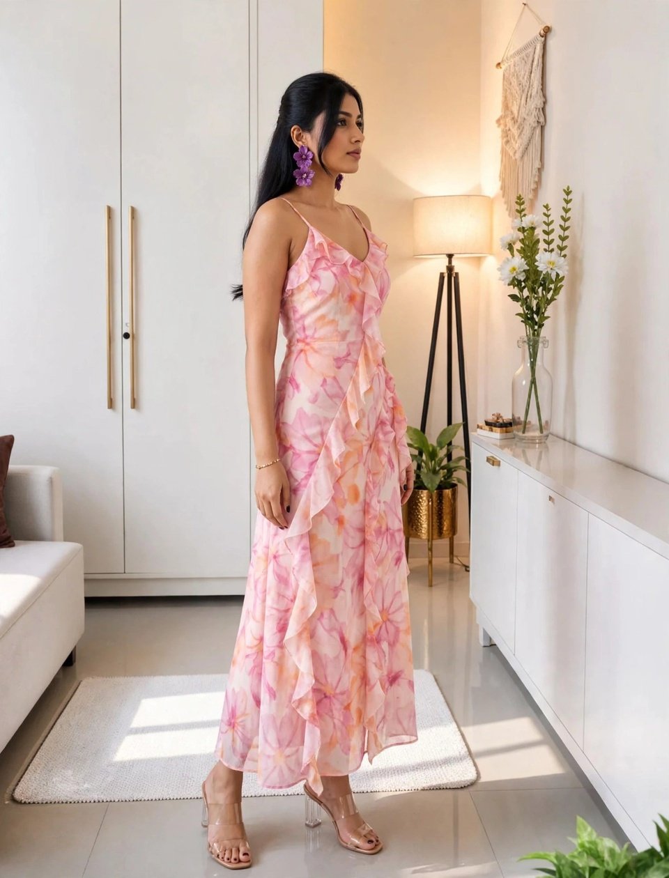 Elegant Tiered Midi Dress Collection – Available in Soft Petal Pink & Chocolate Polka Dot