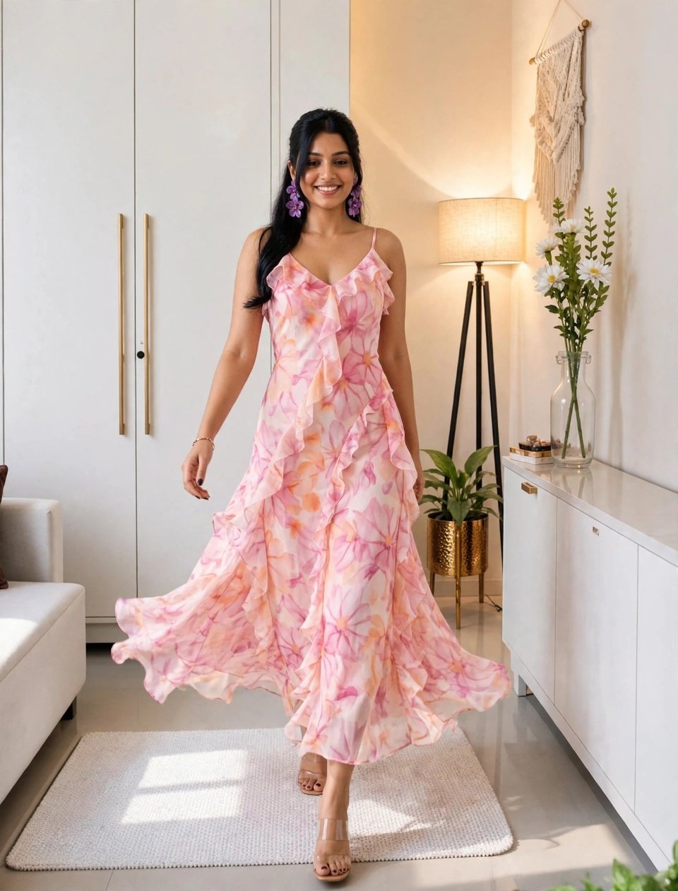 Elegant Tiered Midi Dress Collection – Available in Soft Petal Pink & Chocolate Polka Dot