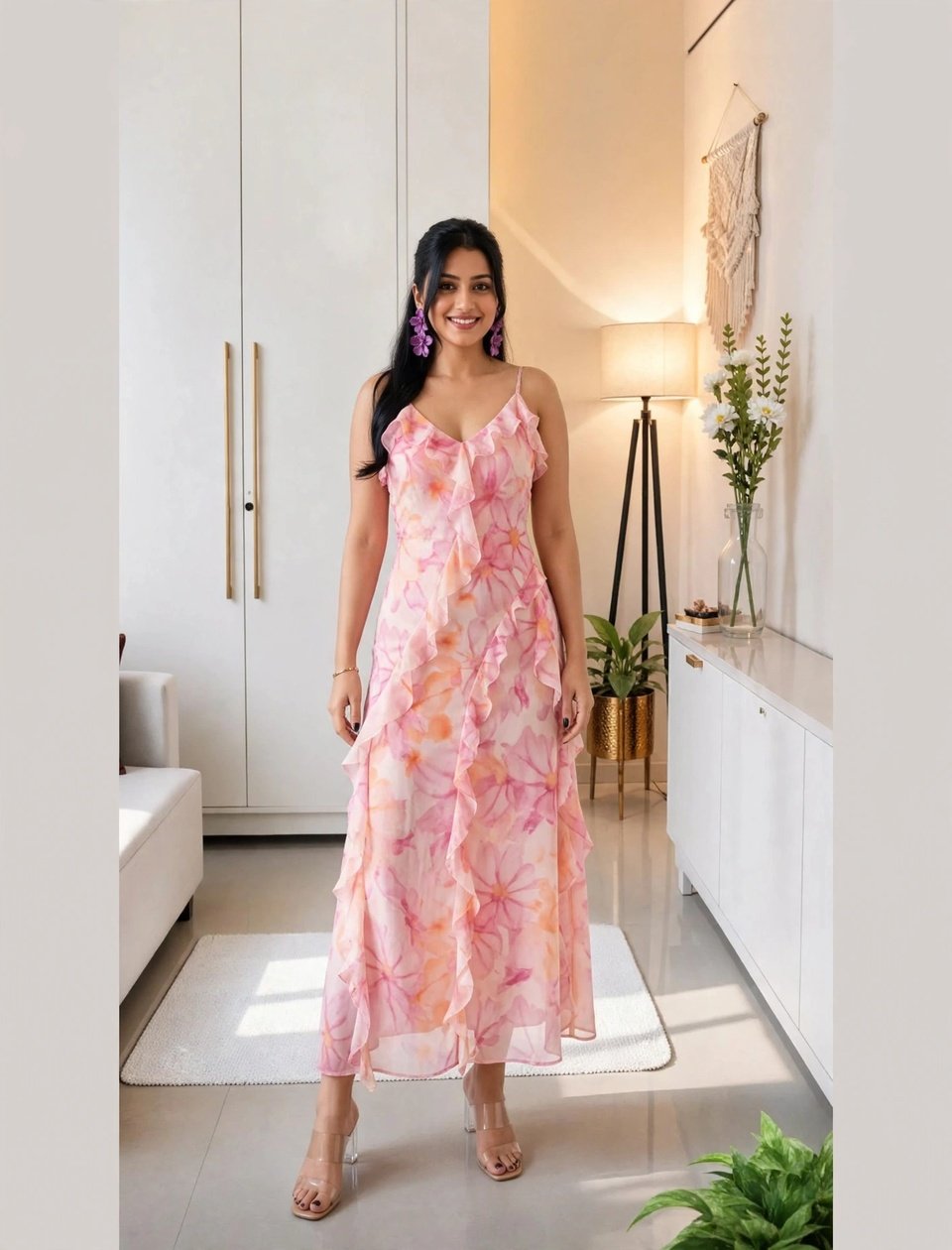 Elegant Tiered Midi Dress Collection – Available in Soft Petal Pink & Chocolate Polka Dot