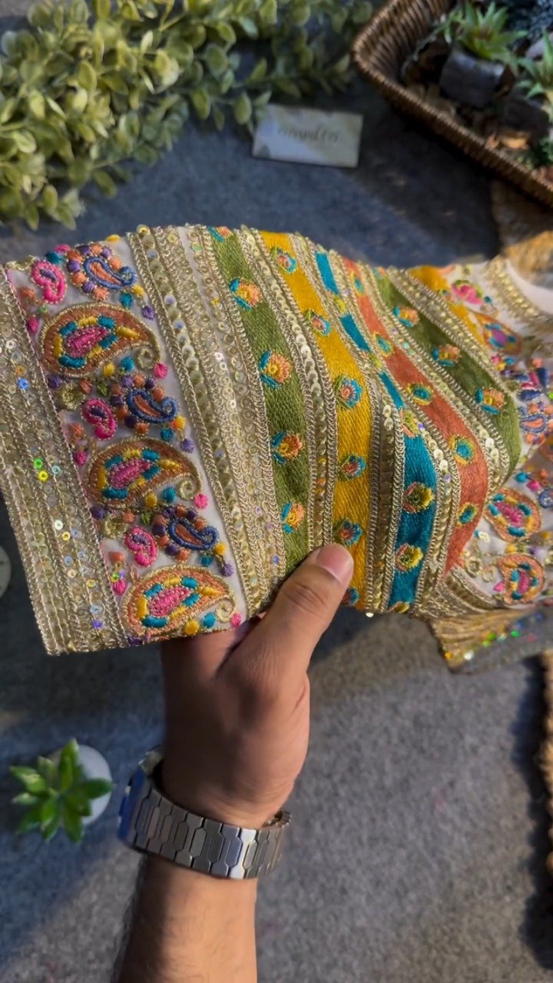 Opulent Multi-Colored Paisley Embroidered Designer Blouse – Celebration Collection