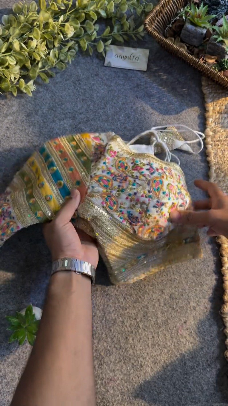 Opulent Multi-Colored Paisley Embroidered Designer Blouse – Celebration Collection