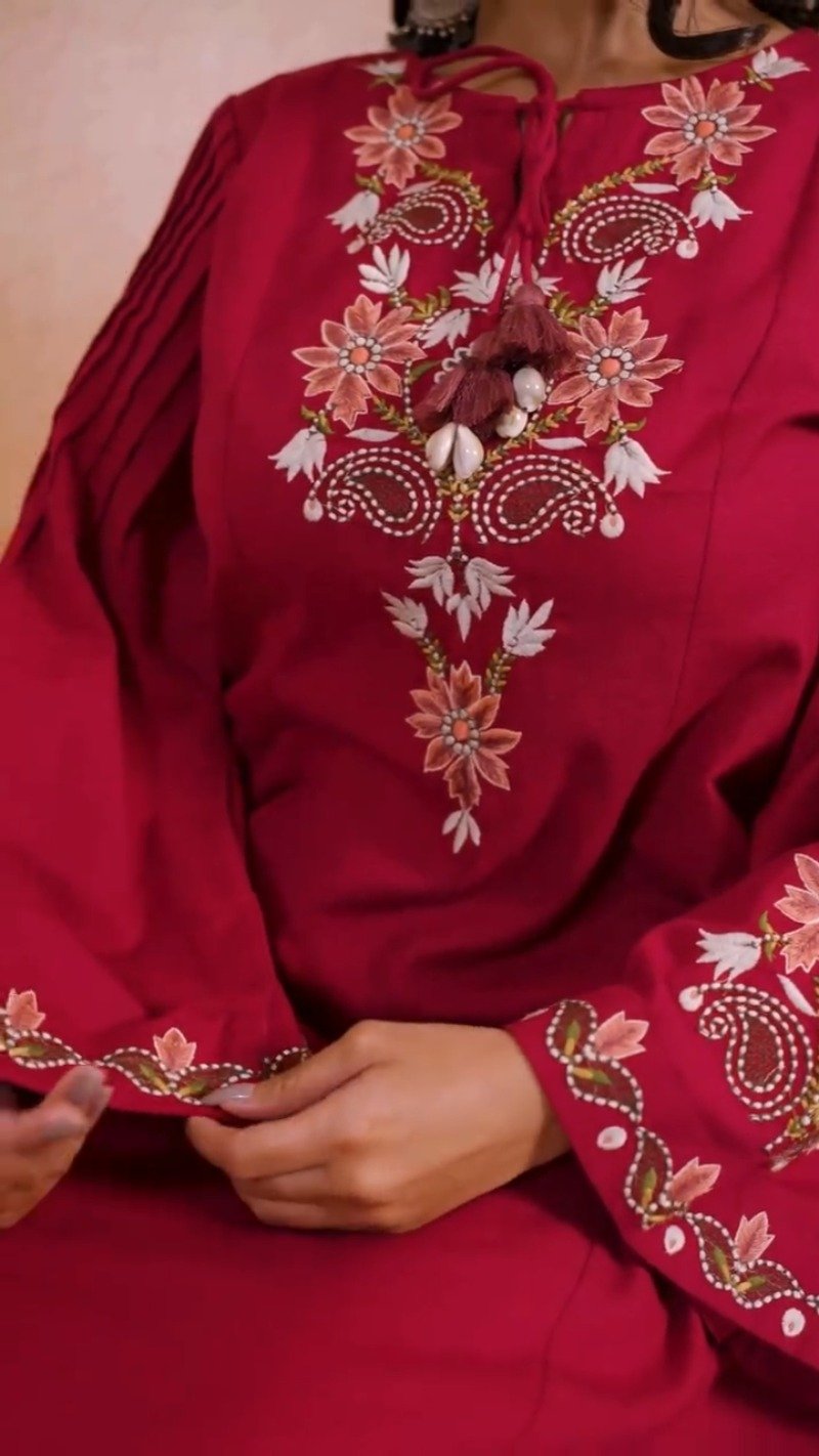 Enchanting Magenta Embroidered A-Line Kurta Set