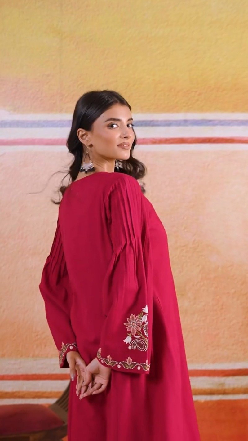 Enchanting Magenta Embroidered A-Line Kurta Set