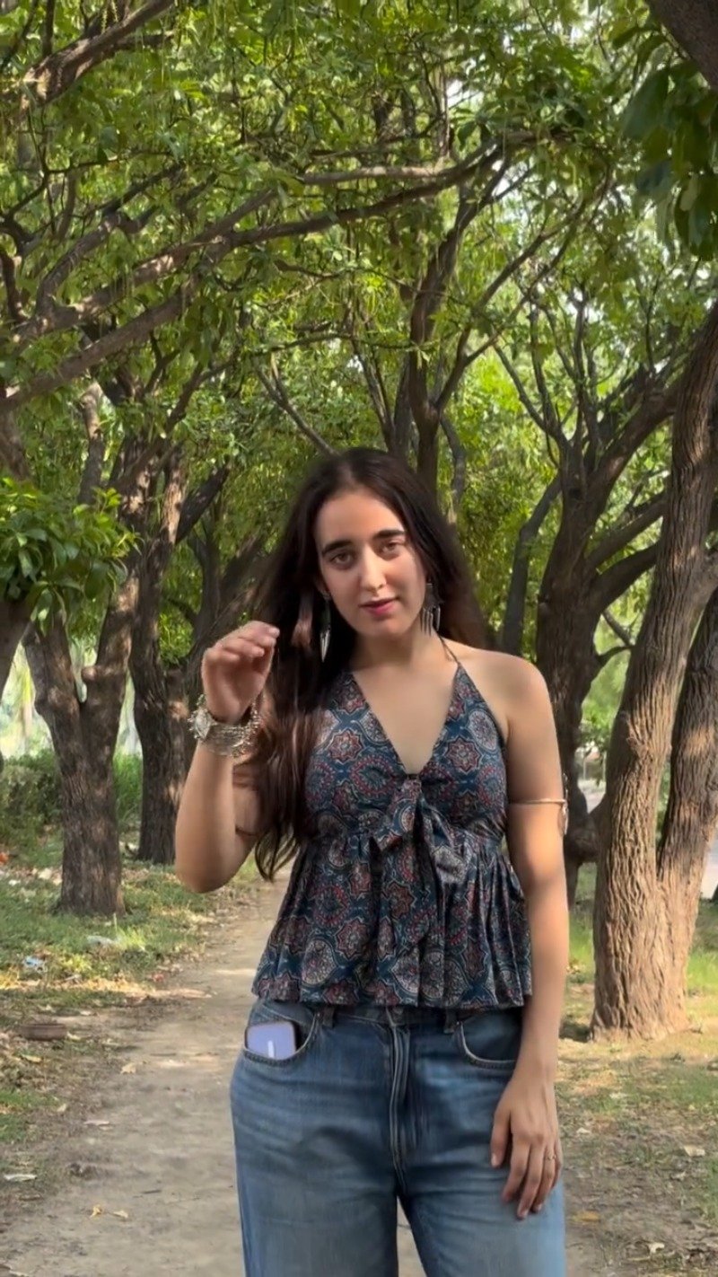 Bohemian Mandala Print Halter-Neck Top in Indigo & Crimson