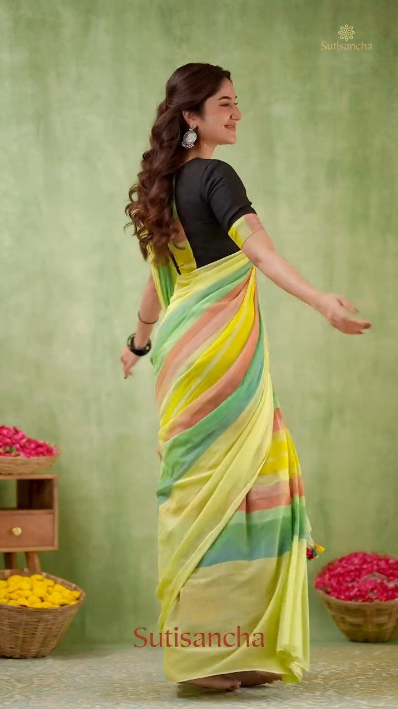 Vibrant Stripe Fusion Handwoven Cotton Saree – Available in Sunshine Yellow & Pristine White
