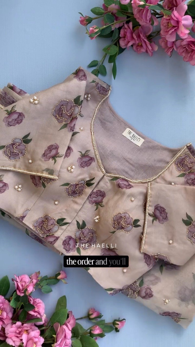 The Ravi Pure Floral Embroidered Organza Co-ord Set with Pearl Accents
