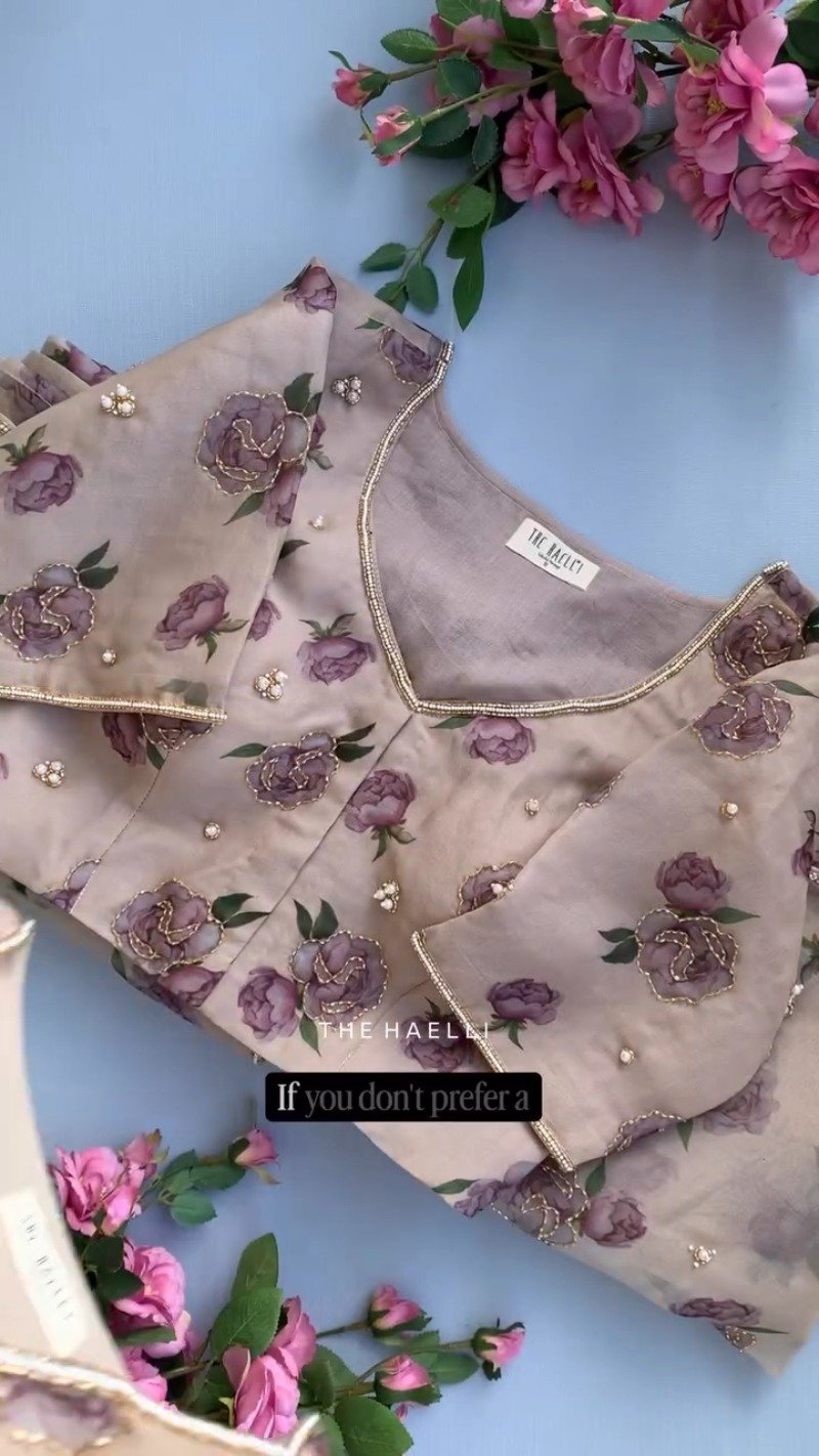 The Ravi Pure Floral Embroidered Organza Co-ord Set with Pearl Accents