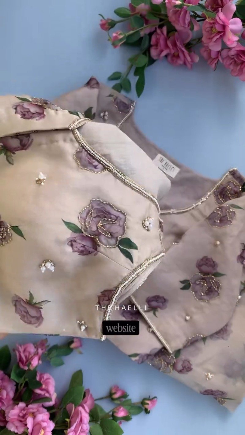 The Ravi Pure Floral Embroidered Organza Co-ord Set with Pearl Accents
