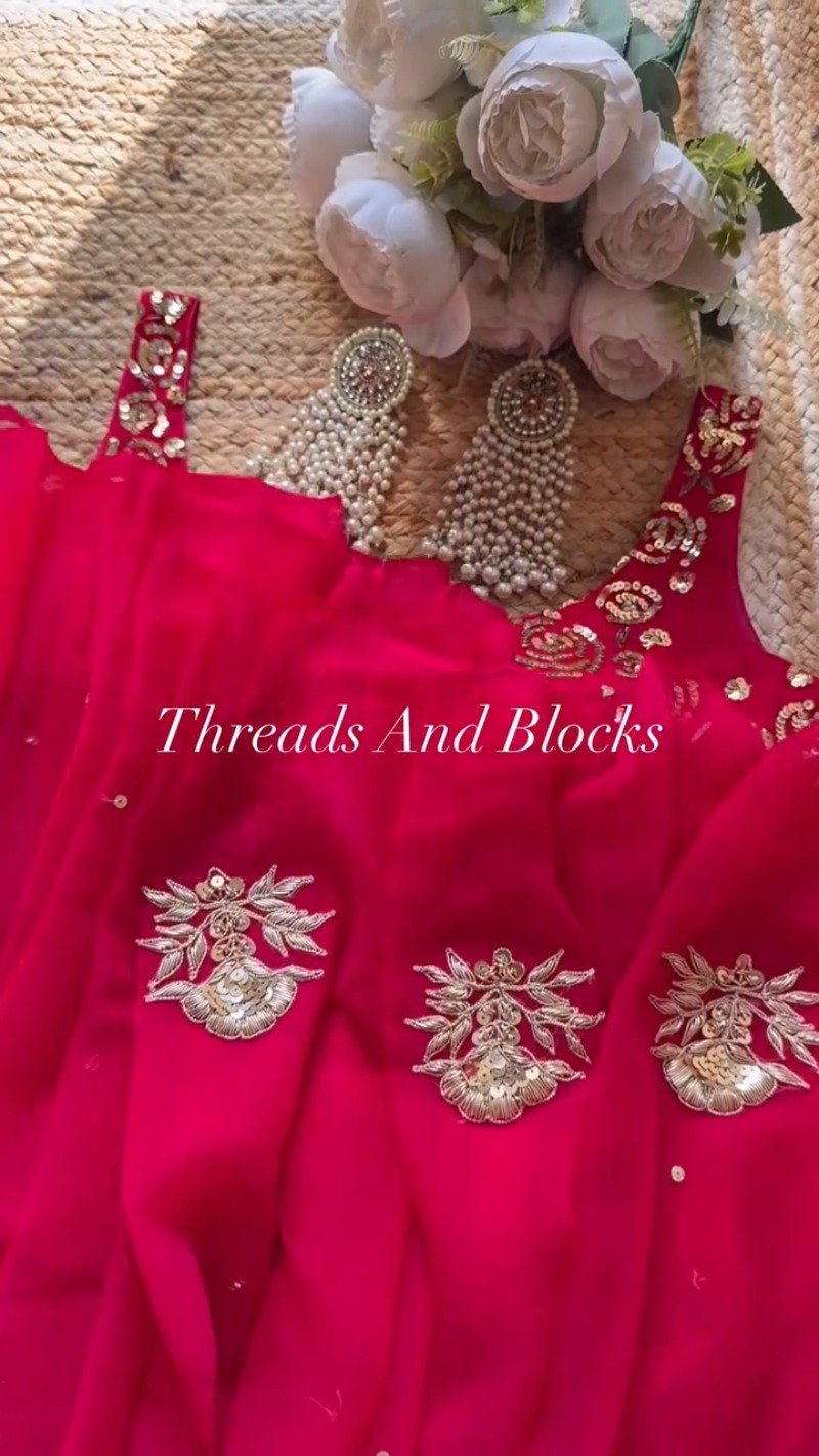 Aura Crimson Embellished Kurta Set – Available in Crimson Red