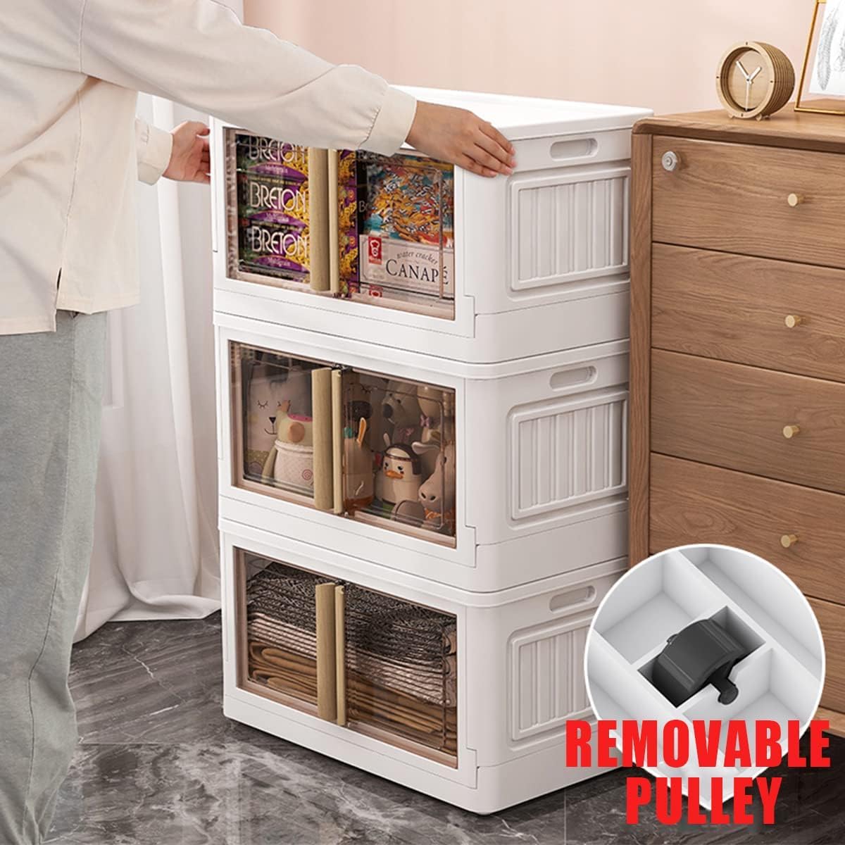 Stackable Multi-Purpose Storage Box with Transparent Doors