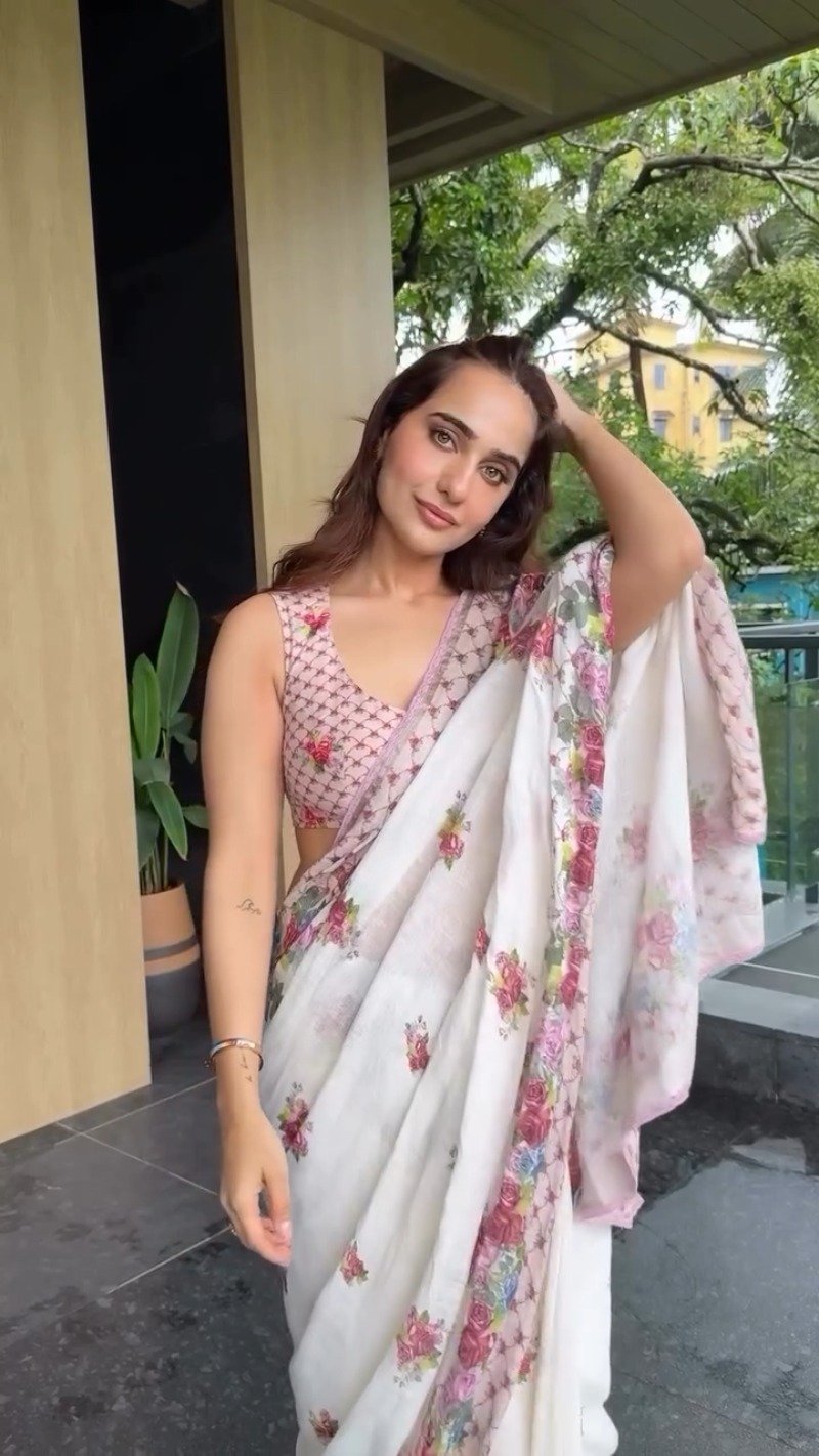 Ethereal Floral Bloom Chiffon Saree