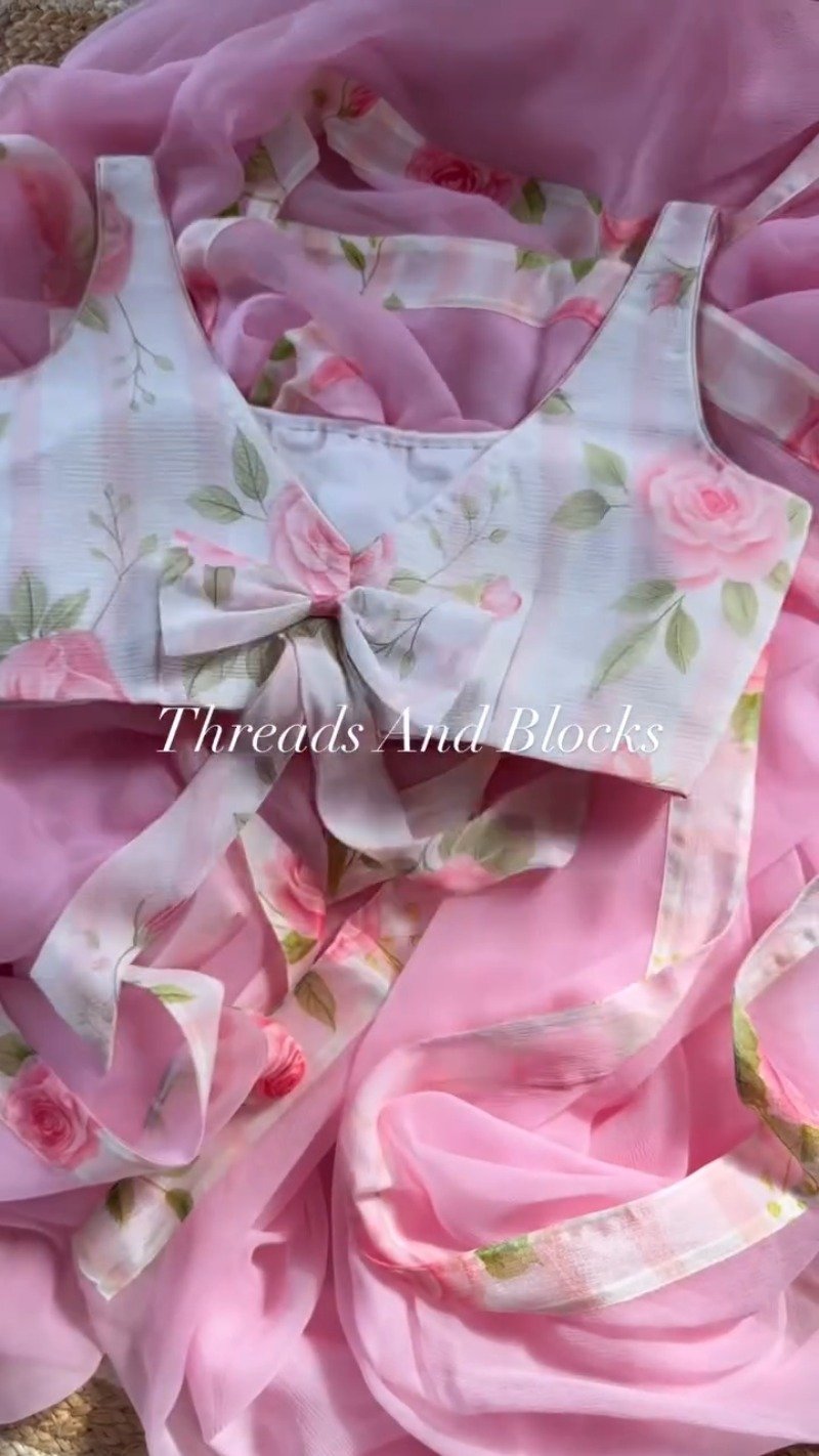 Blossom Serenade Floral Organza & Chiffon Co-ord Set