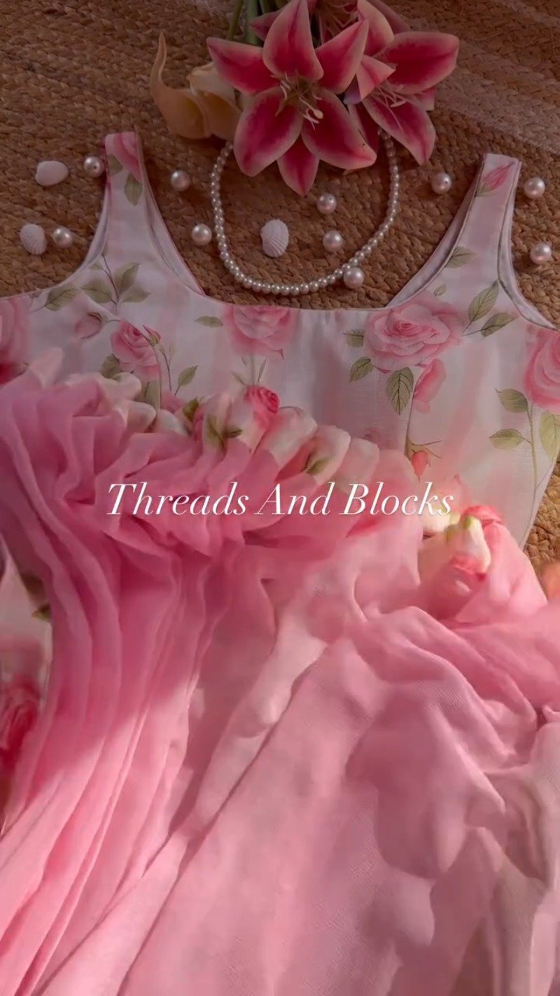 Blossom Serenade Floral Organza & Chiffon Co-ord Set