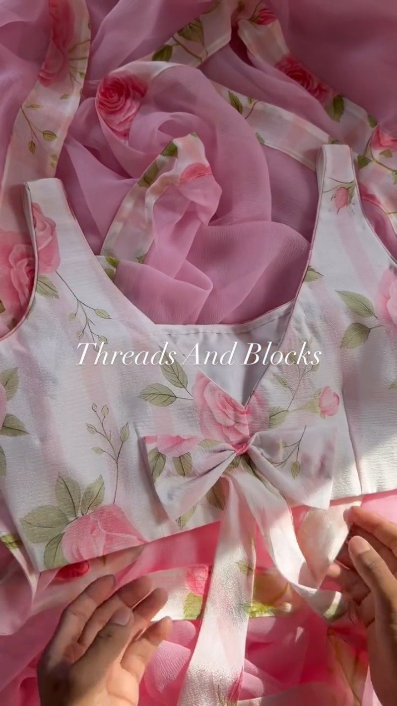 Blossom Serenade Floral Organza & Chiffon Co-ord Set