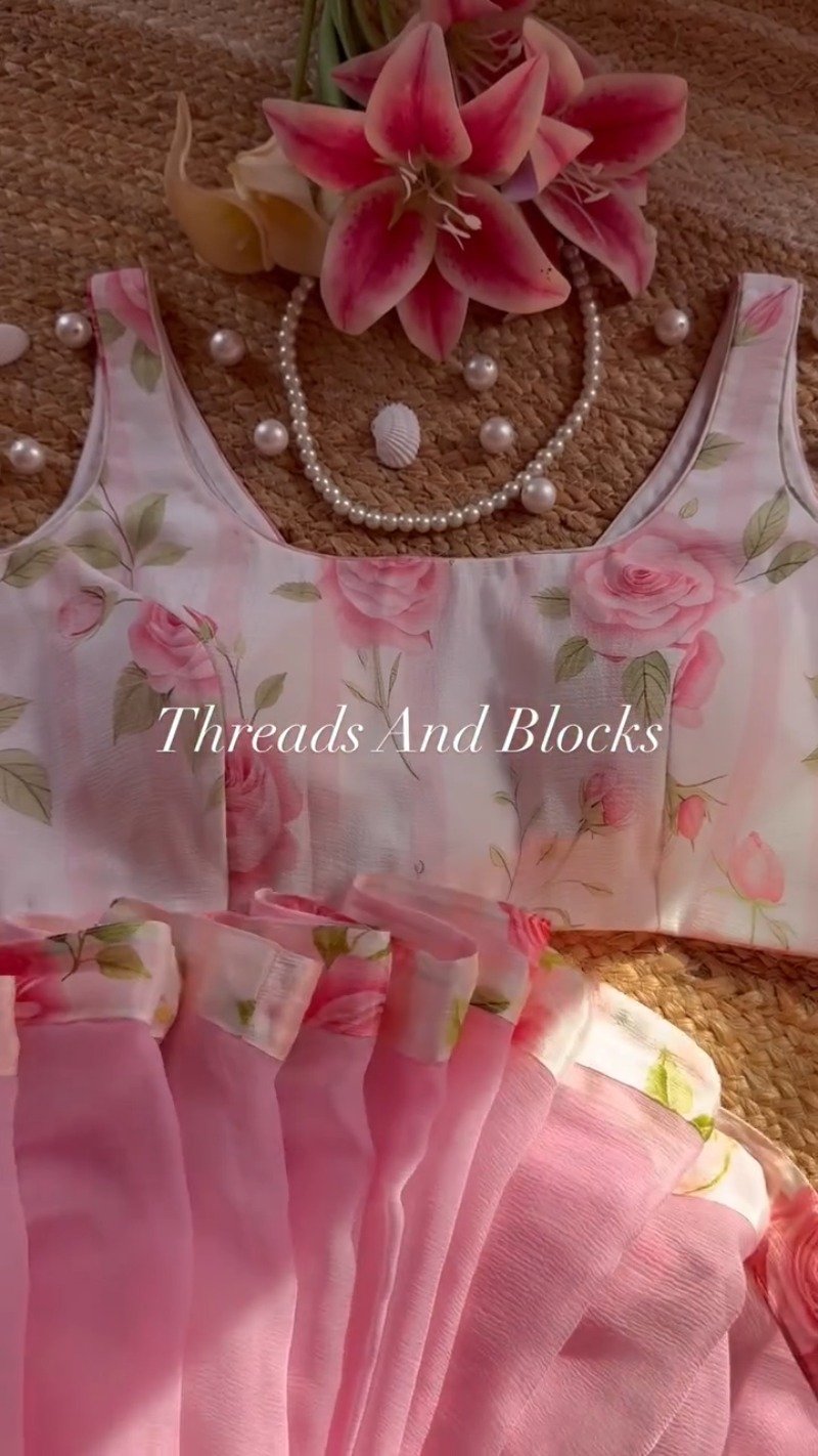 Blossom Serenade Floral Organza & Chiffon Co-ord Set