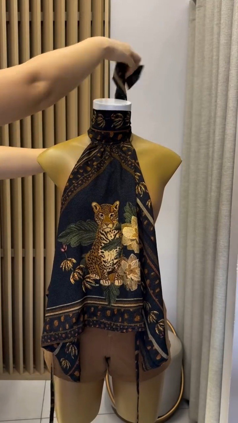 Jungle Safari Printed Scarf-Style Halter Top