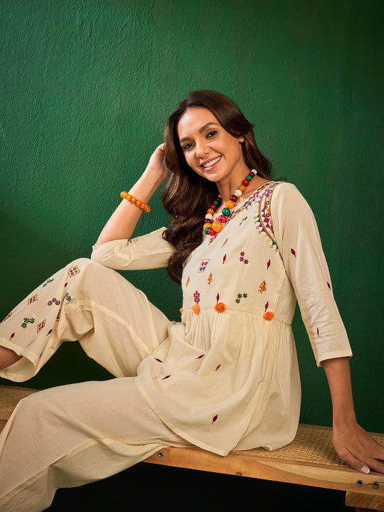 Pure Cotton Top with Palazzos Co-ord Set