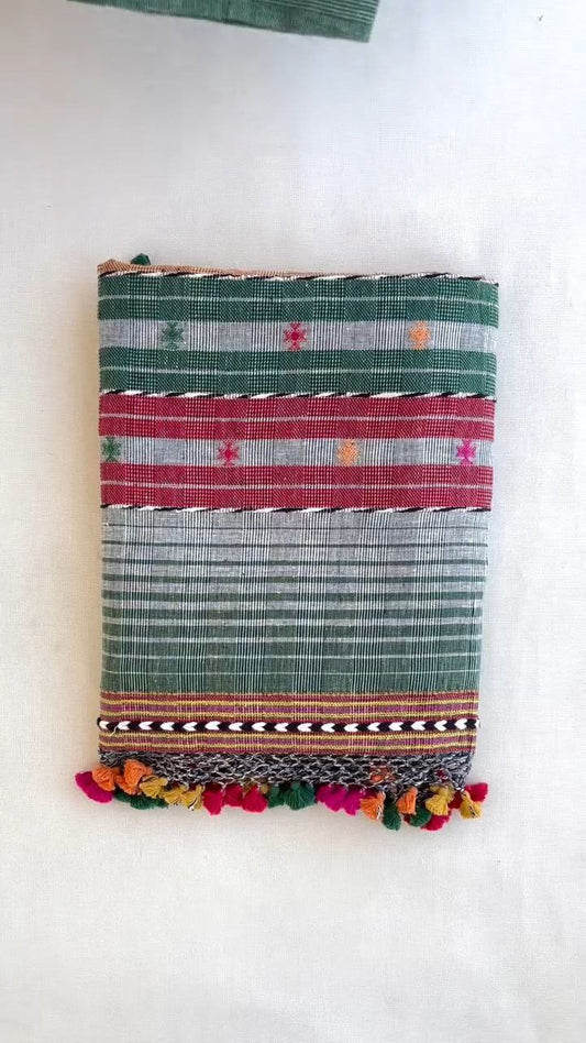 Multicolor Kutch Bhujodi Weave Handloom Cotton Stole