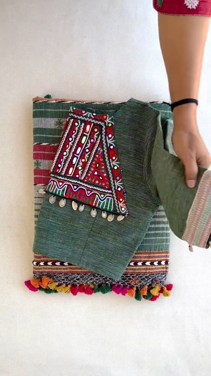 Multicolor Kutch Bhujodi Weave Handloom Cotton Stole
