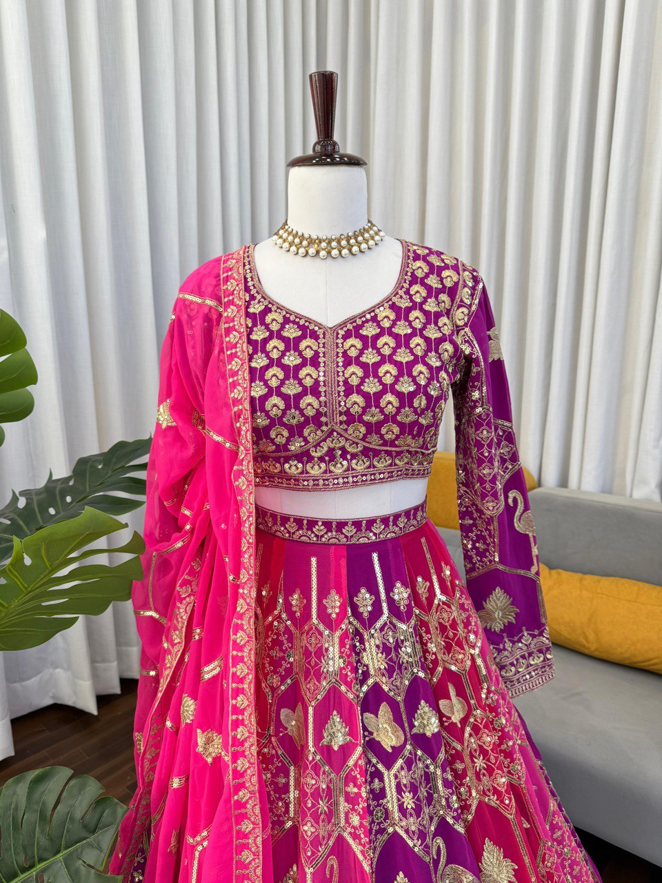 Weddings Wear Pink Georgette Designer Lehenga Choli Set