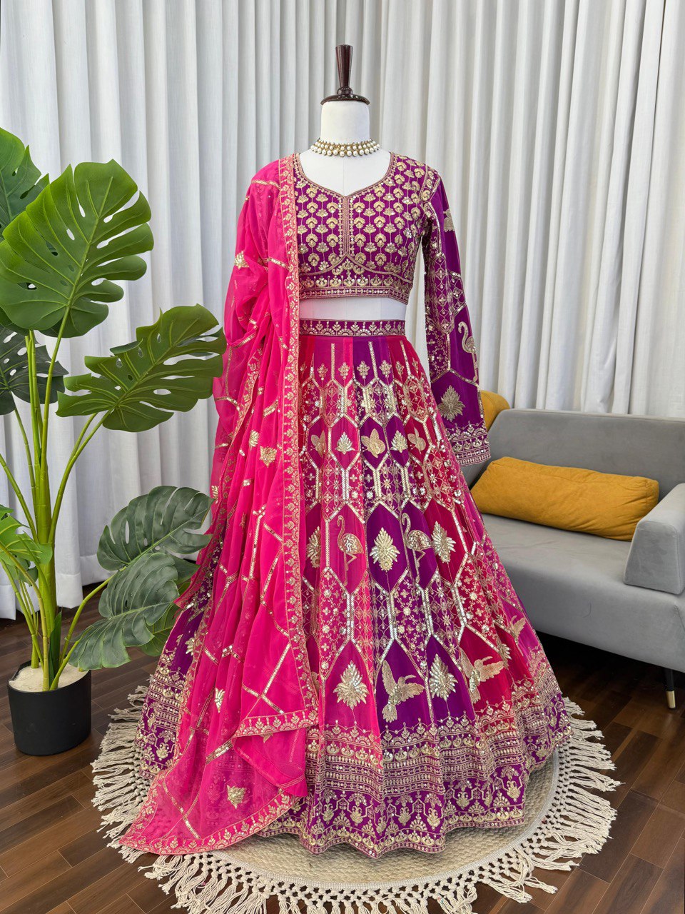 Weddings Wear Pink Georgette Designer Lehenga Choli Set
