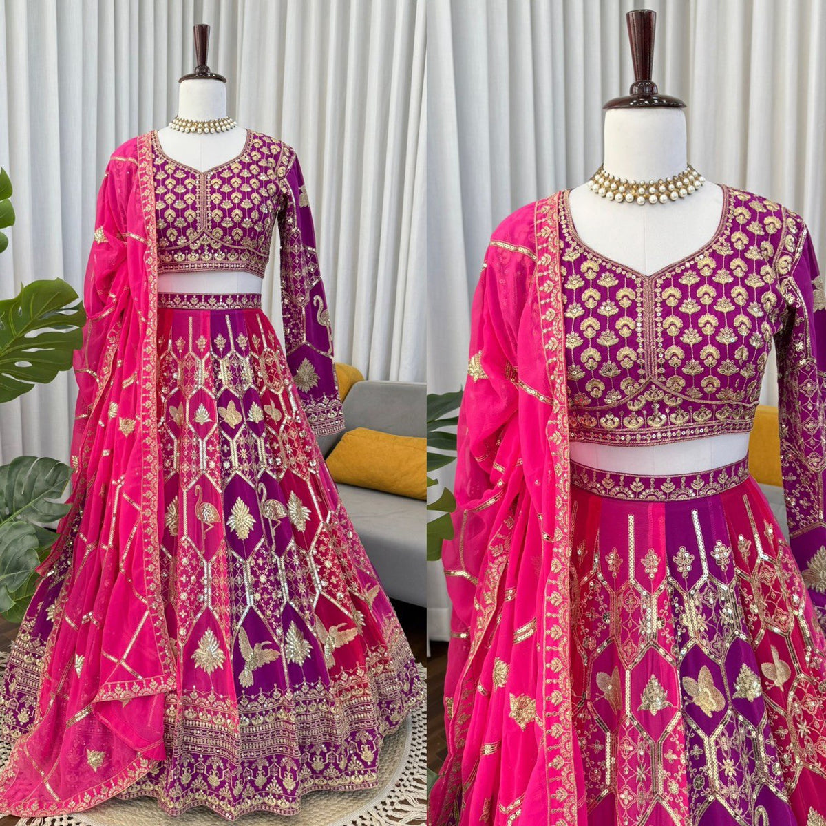 Weddings Wear Pink Georgette Designer Lehenga Choli Set