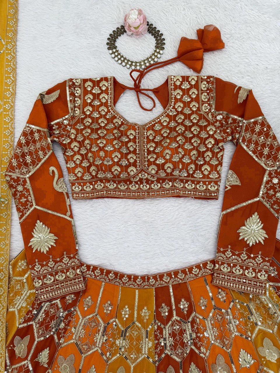 Weddings Wear Musatrd Georgette Designer Lehenga Choli Set