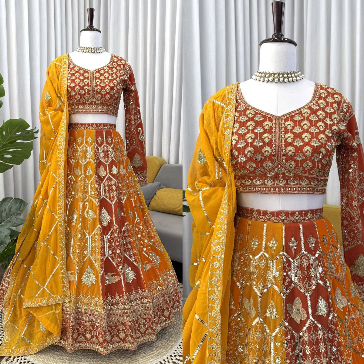 Weddings Wear Musatrd Georgette Designer Lehenga Choli Set