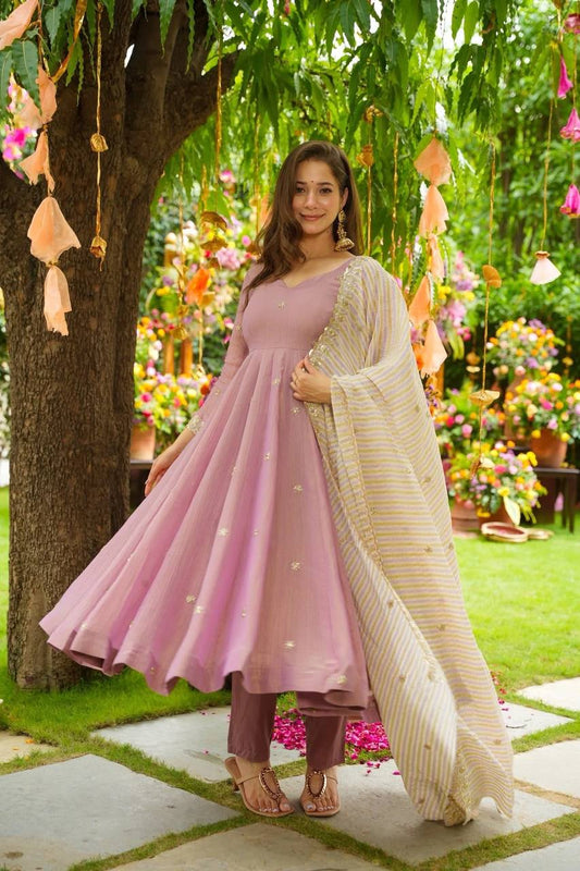 Designer Baby Pink Color Faux Georgette Anarkali Suit