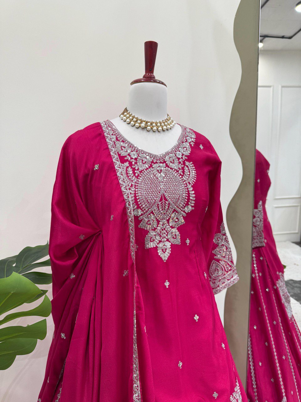Attractive Pink Color Embroidered Designer Top With Lehenga