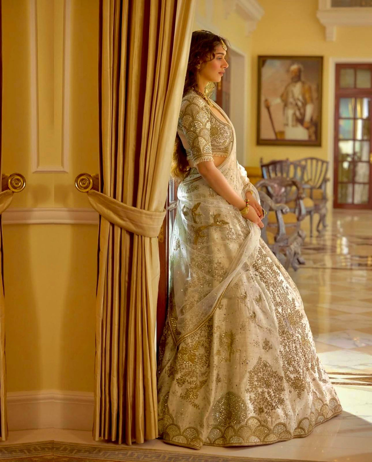 Luxurious Beige Color Bridal Wear Lehenga Set