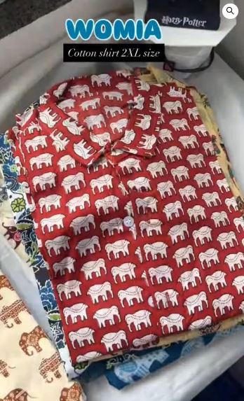 Cotton Elephant Print Casual Shirt
