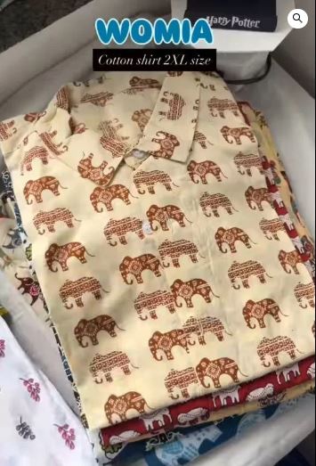 Cotton Elephant Print Casual Shirt