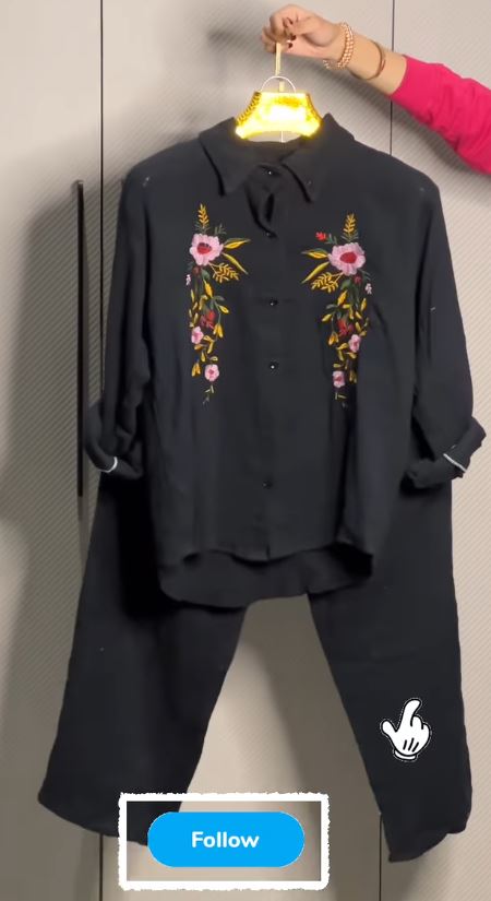 Women’s Floral Embroidered Pure Mal Cotton Shirt and Trouser Co-ord Set