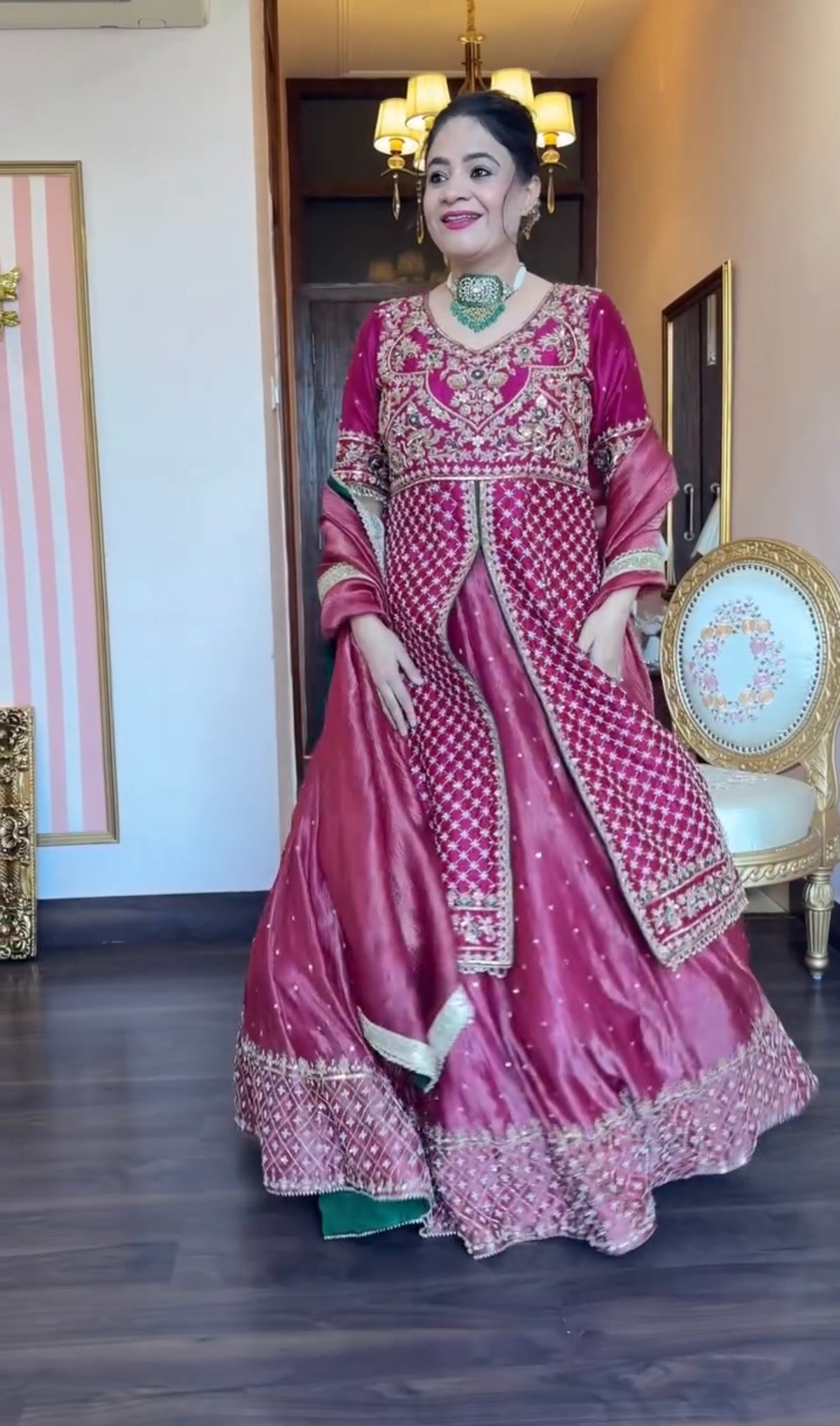 Rani Pink Embroidered Bridal Lehenga with Heavy Zari Work