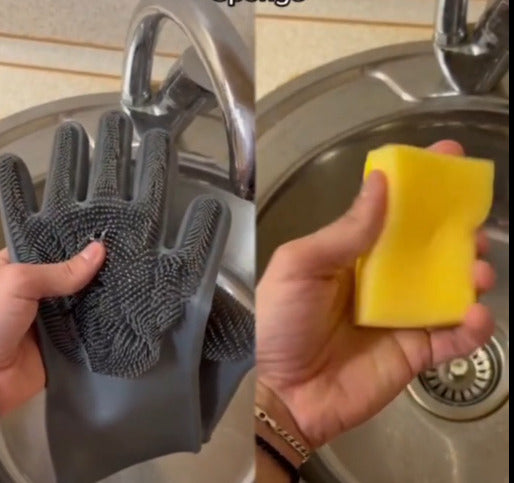 Silicone Dishwashing Cleaning Gloves with Scrubber