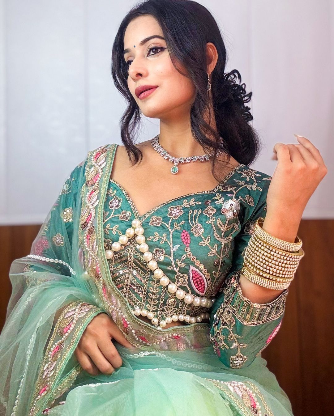 Wedding Wear Sky Color  Butterfly Net  Embroidery Work With Pearl Moti Work Designer Saree With Fancy Blouse