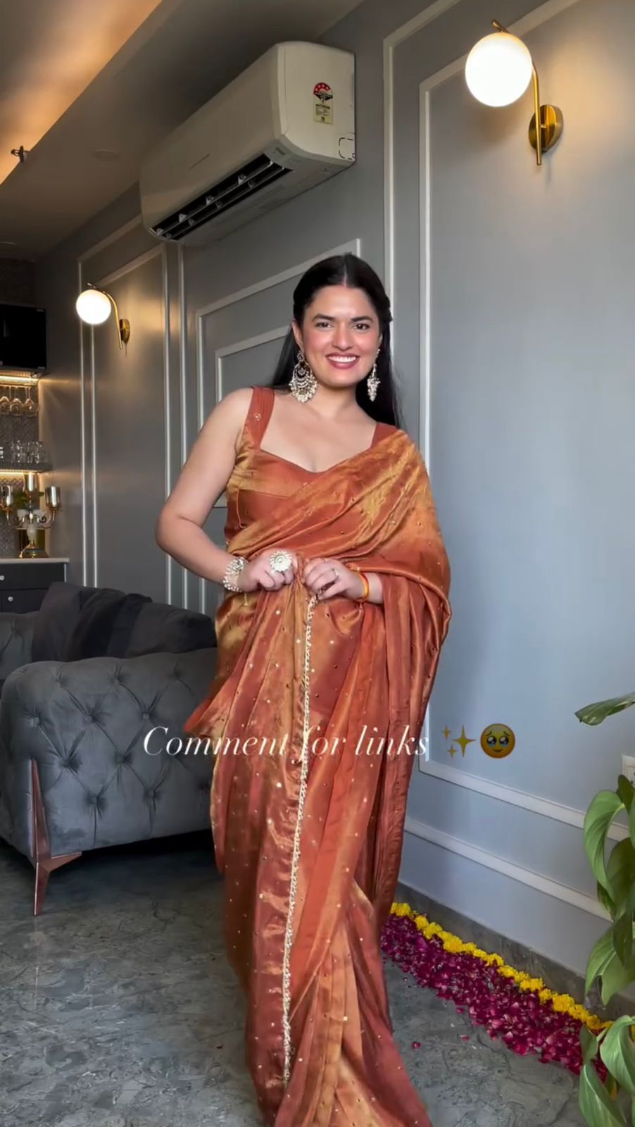 Engagement Wear Orange Color Tissue Silk Mukesh Work With Heavy Fancy Lace Designer Organza Saree