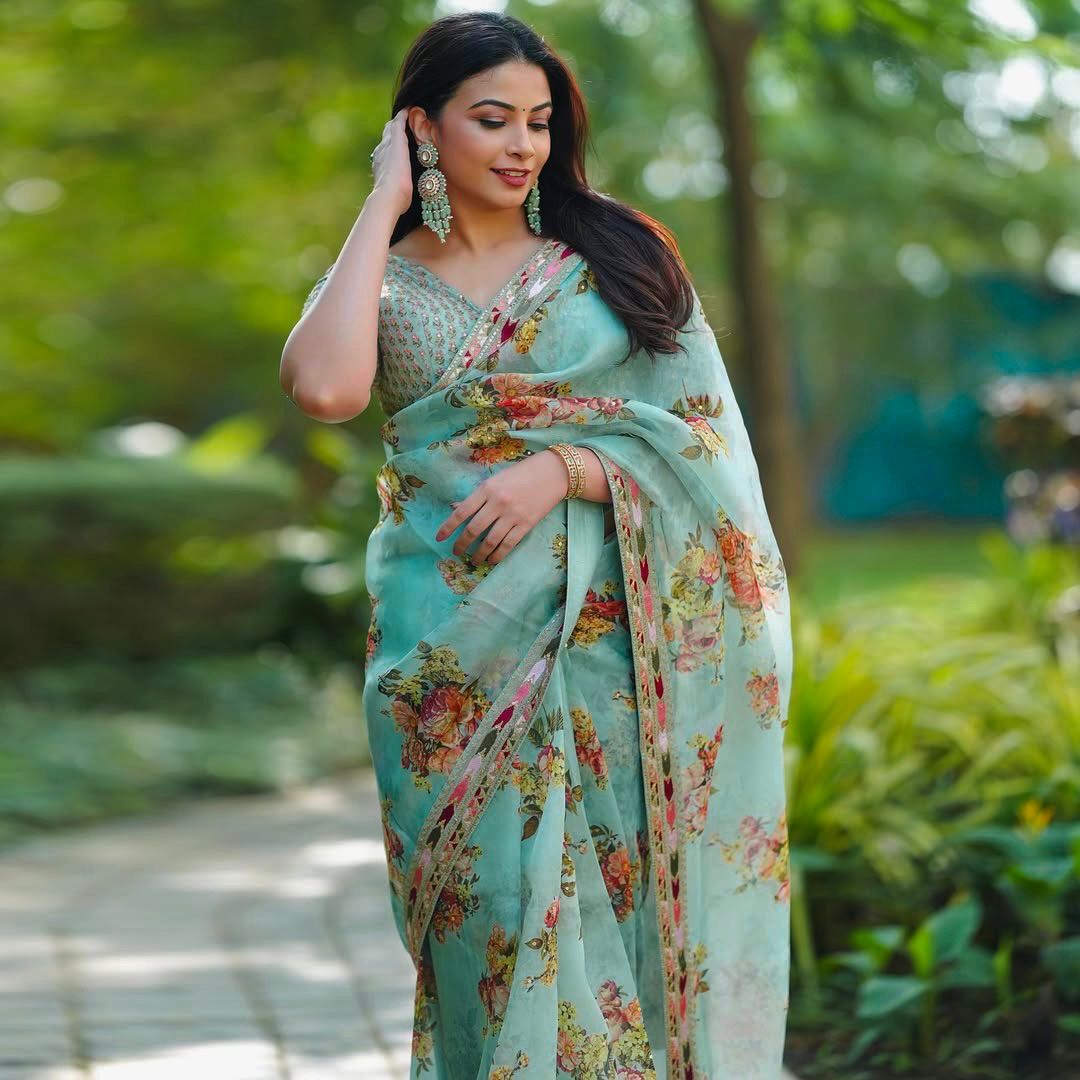 Festive Wear Pista Green Color Tibby Silk Thread And Sequence Work Designer Saree