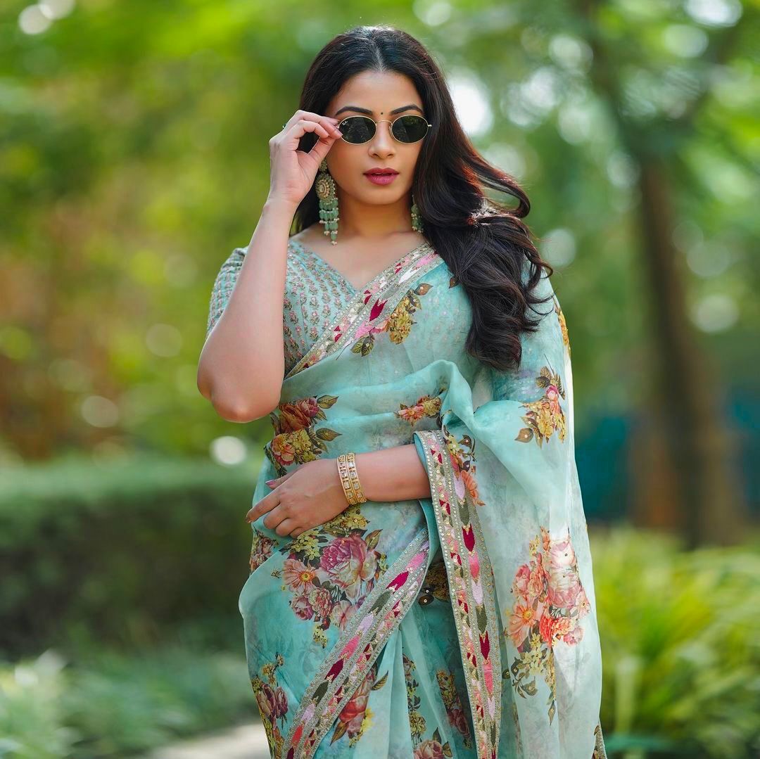 Festive Wear Pista Green Color Tibby Silk Thread And Sequence Work Designer Saree