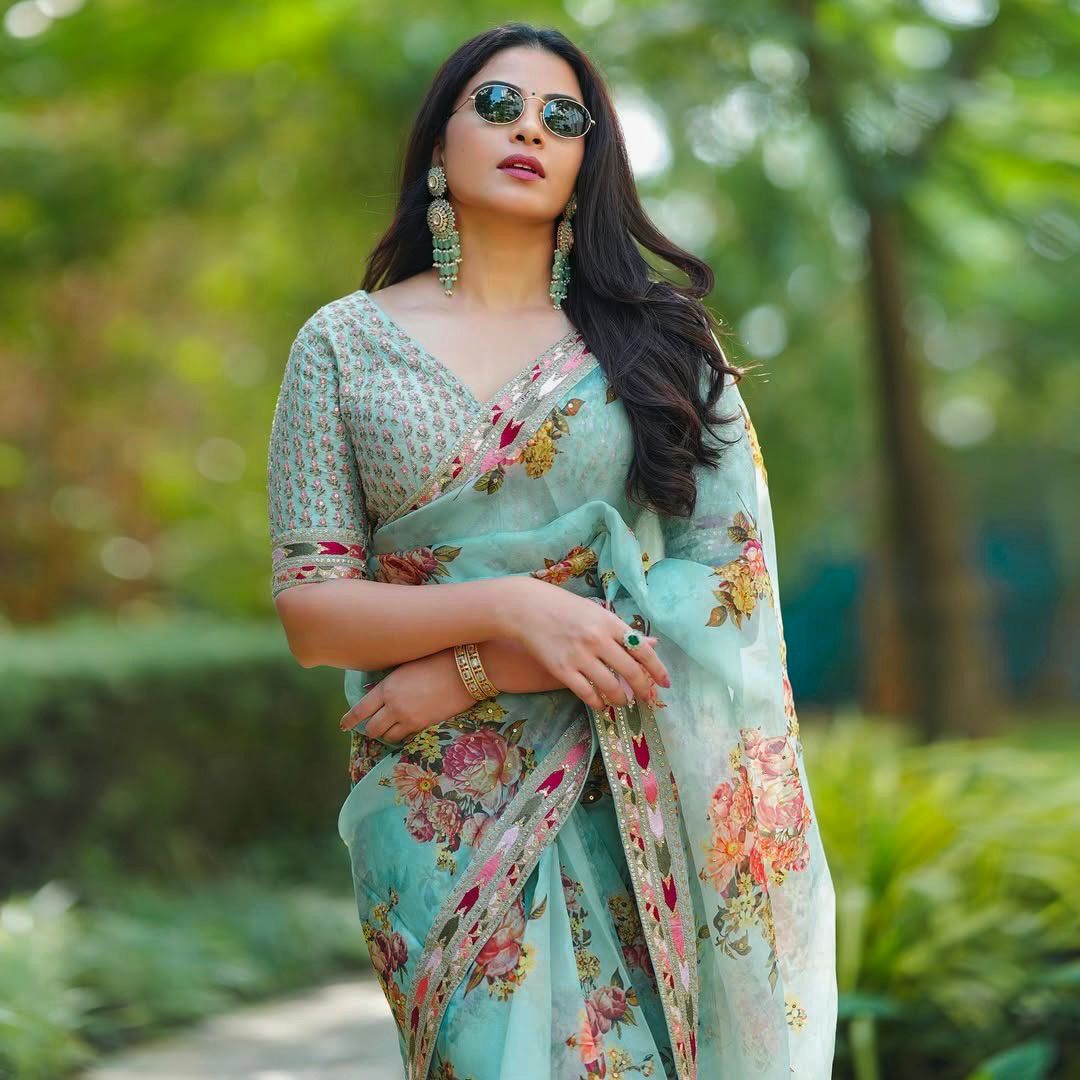 Festive Wear Pista Green Color Tibby Silk Thread And Sequence Work Designer Saree
