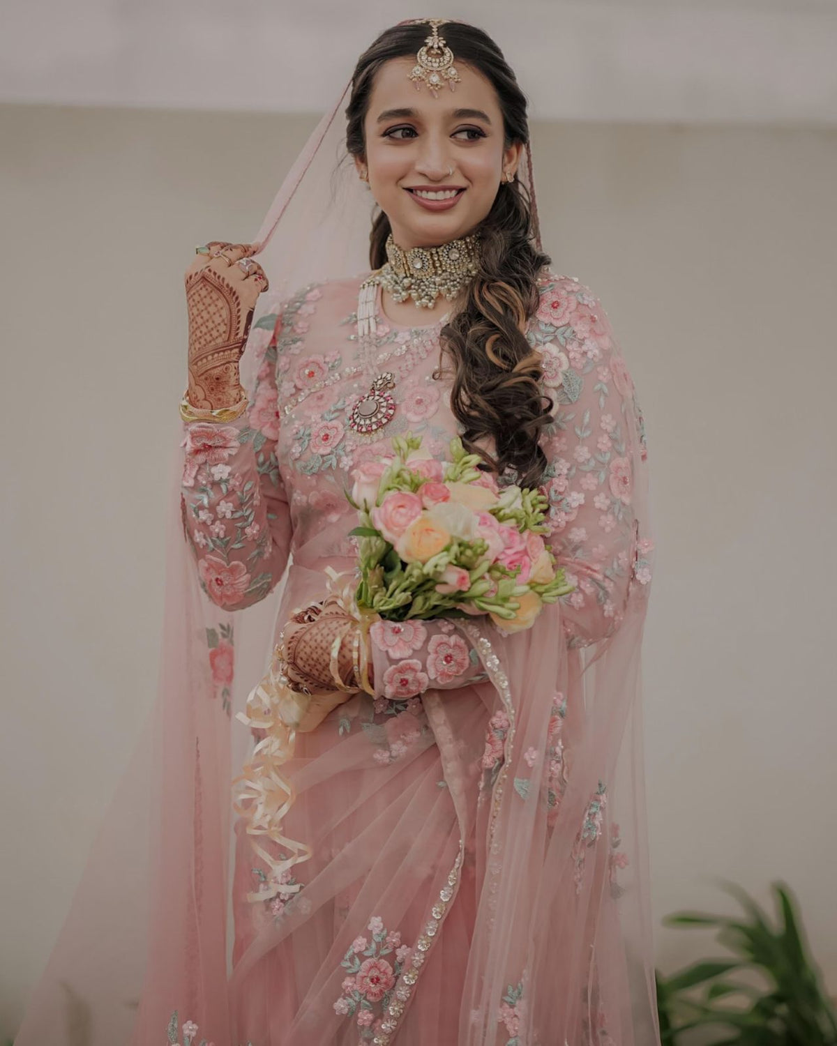 Wedding Wear Baby Pink Color Soft Net With Thread And Sequence Work Saree