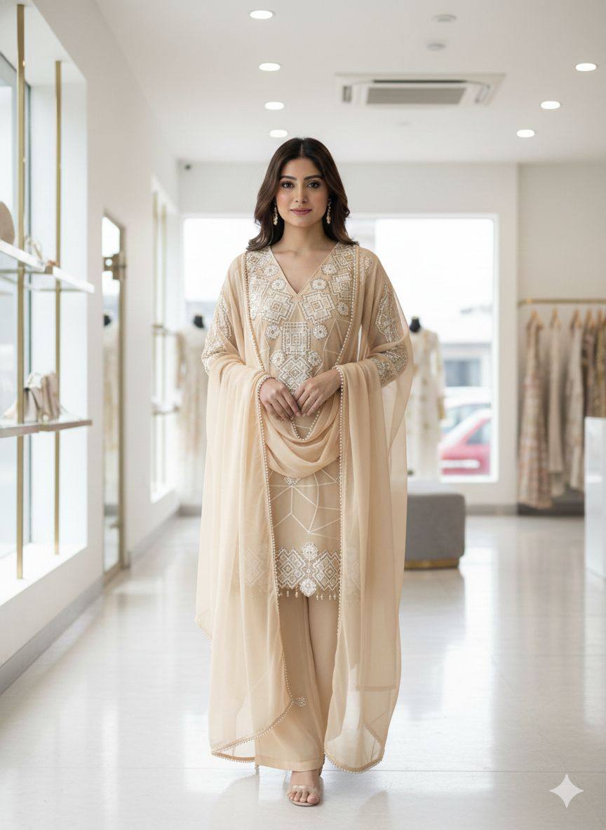 Georgette Sequence Embroidery Palazzo Set