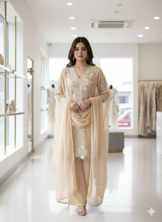Georgette Sequence Embroidery Palazzo Set