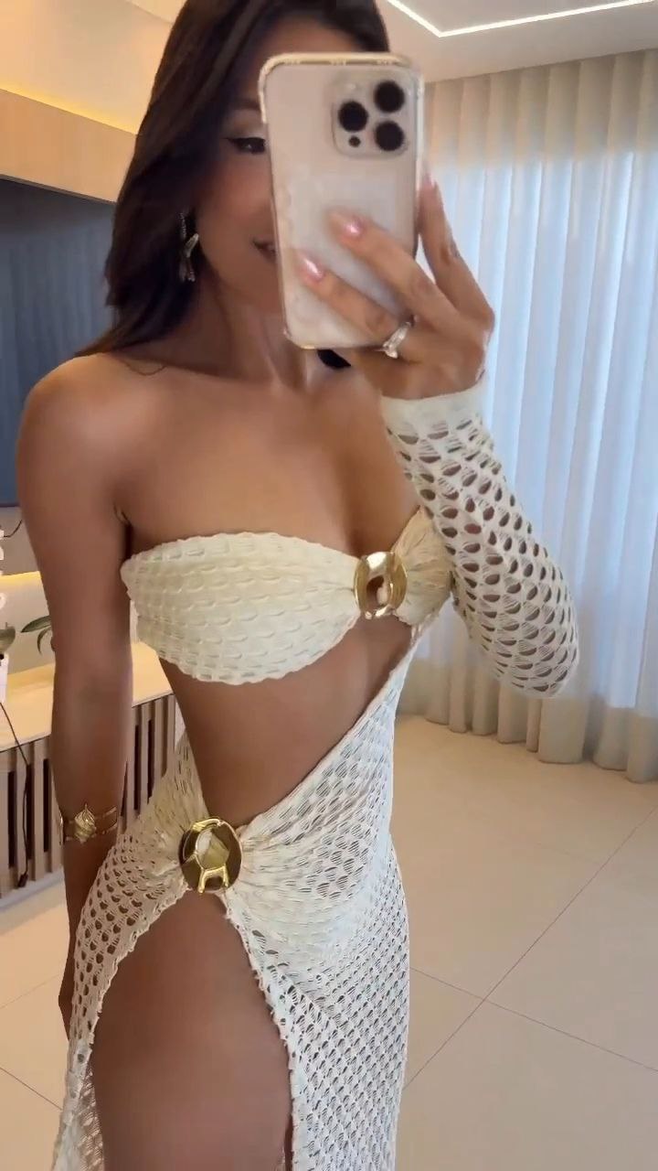Crochet Cut-Out Beach Dress with Ring Detail