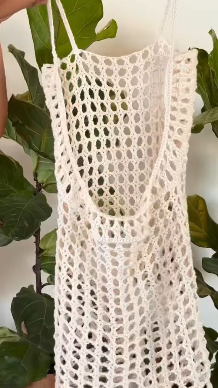 Boho Crochet Mesh Cover-Up Dress with Tassel Hem