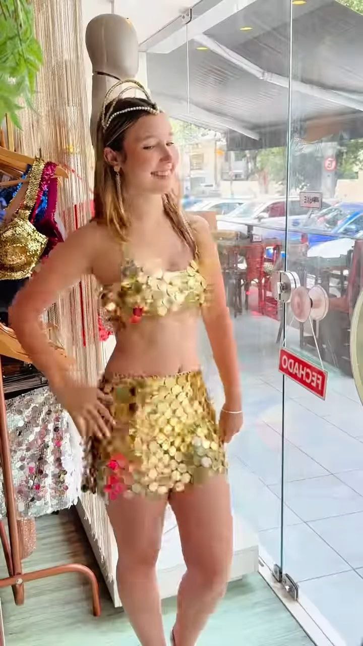 Gold Silver Coin Sequin Two-Piece Festival Outfit